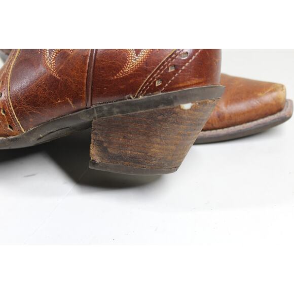 Ariat Heritage Brown Leather Cuban Heel Cowboy boots snip toe Women - sz 8 B - Picture 6 of 9